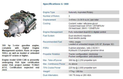 Mistral Engines G300 사양