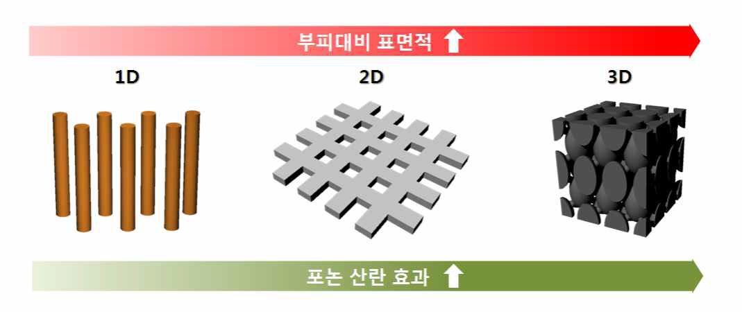 3차원 나노 구조의 넓은 부피대비 표면적