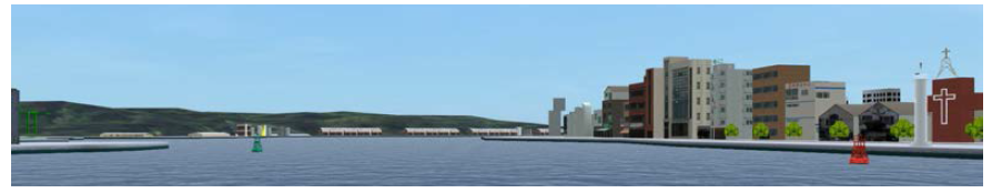 선박충돌사례3의 3차원 해역 모델링 : 울산신항 부근(건물)