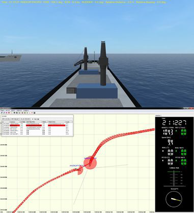 선박충돌사고재현(사고사례 I HN101: H선 기준위험도) : 사고 직전(21:12:27)