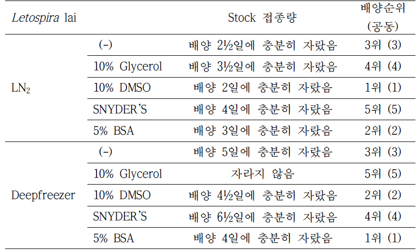 6개월 보존_Lepto 배양 결과