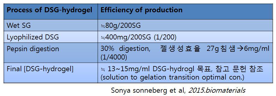 DSG-hydrogel 생산 효율 검증