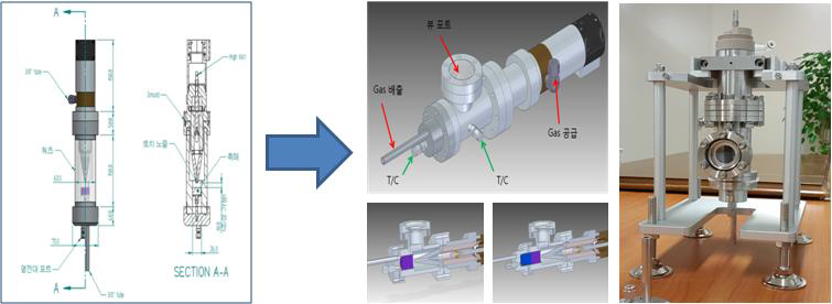 대기압 플라즈마 젯의 설계 (Quartz→SUS 변경) 및 실물사진