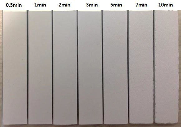 Optical micrographs of PEO films on AZ31 Mg sample formed at pulse current with 0.2 ms width with PEO treatment time in solution A