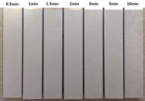 Effect of treatment time on the morphology of PEO films on AZ31 Mg sample at 40 mA/cm2 in 0.8M Na2CO3 + 1.2M NaOH + 0.1M Na3PO4 + 1.5M Na2SiO3 solution