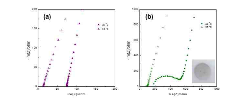 Membrane형태로 제조된 고체전해질(80(0.75Li2S·0.25P2S5)·20LiI)의 EIS 결과.