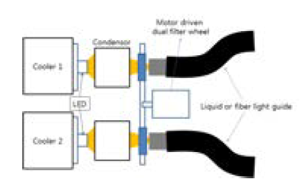 Dual LED 타입 생체 형광 여기 광원의 구조