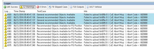 Conformance Test Tool 테스트 결과 중 warning 내역(12개)