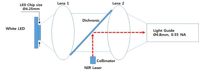 White LED & NIR Laser 복합광원 개념도