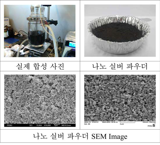 합성된 나노 실버 파우더