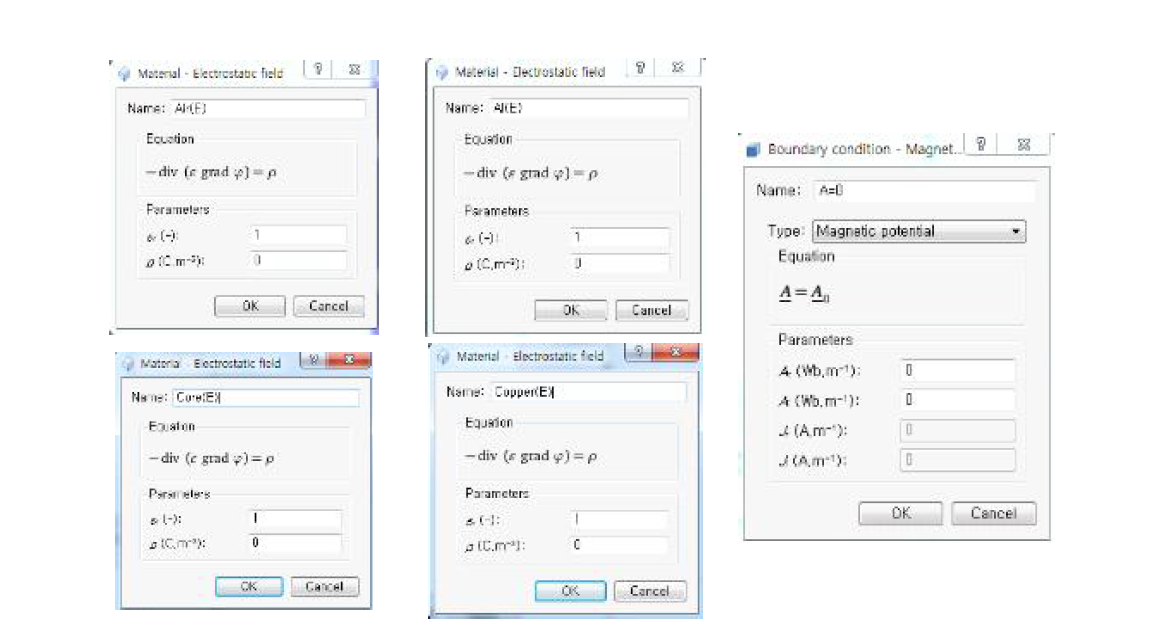 AGROS2D – 시변자계 모델 물성치(Electrostatic Field) 및 경계조건
