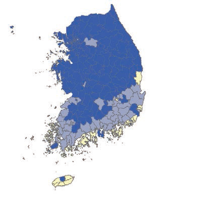 RCP8.5에 따른 2020년 1월 평균기온 전망