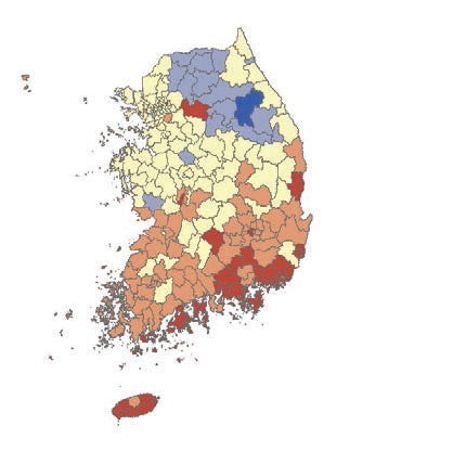 RCP8.5에 따른 2090년 1월 최고기온 전망