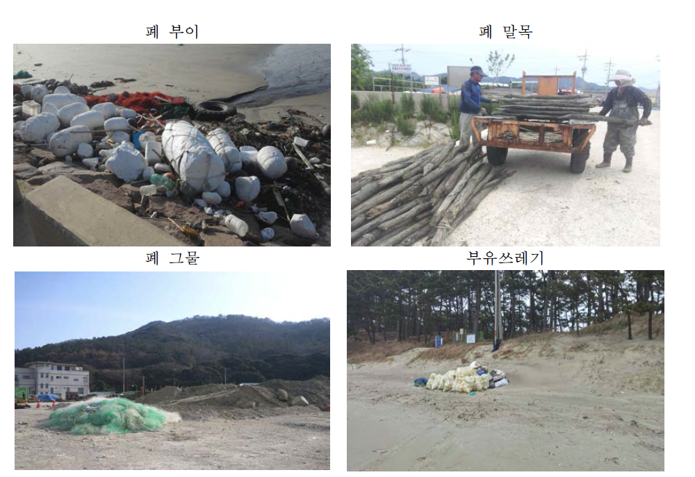 어장에서 발생하는 다양한 해양쓰레기