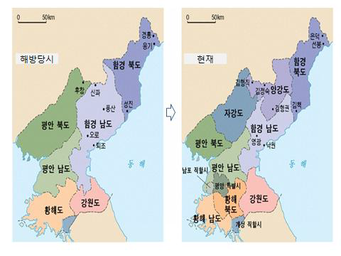 북한의 행정구역의 변화