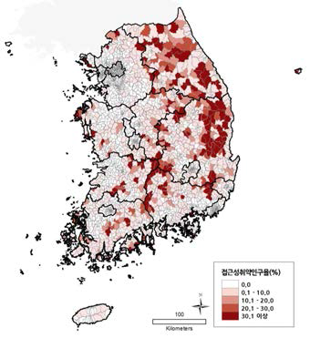 치과 접근성 취약인구율