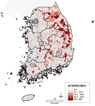 한의과 접근성 취약인구율