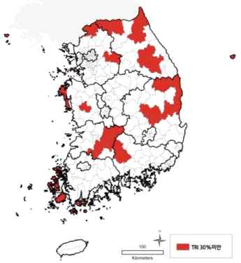 3차의료 TRI 30%미만