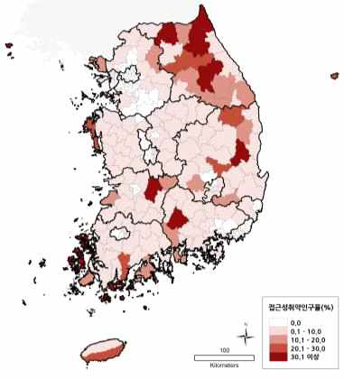 내과(2차) 접근성 취약인구율