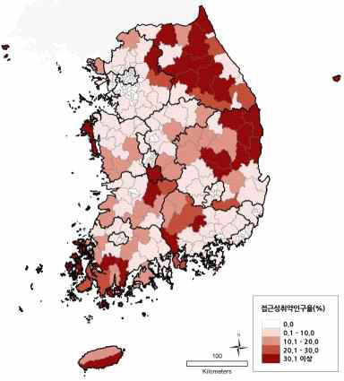 응급의료기관 접근성 취약인구율