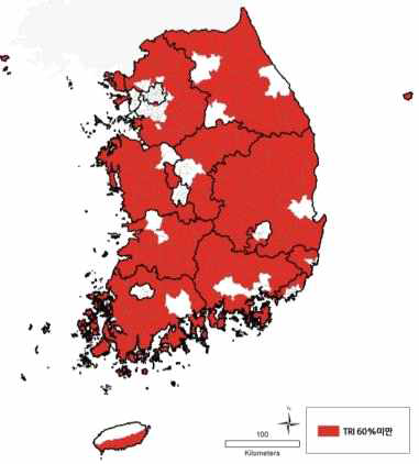 응급의료기관 TRI 60%미만