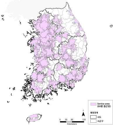 분만실 의료기관 60분 서비스구역