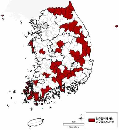 분만실 접근성취약가임인구율 30%이상