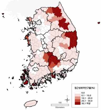 종합병원 접근성 취약인구율