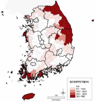 상급종합병원 접근성 취약인구율