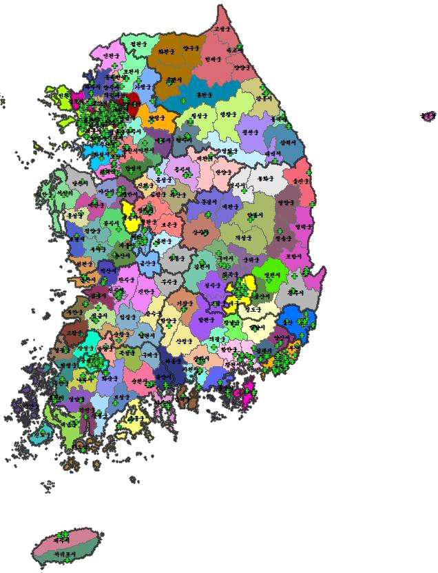 외과 진료권 최소배경인구수 26,500명, 최소자체충족률 >0%, 기준거리 60분