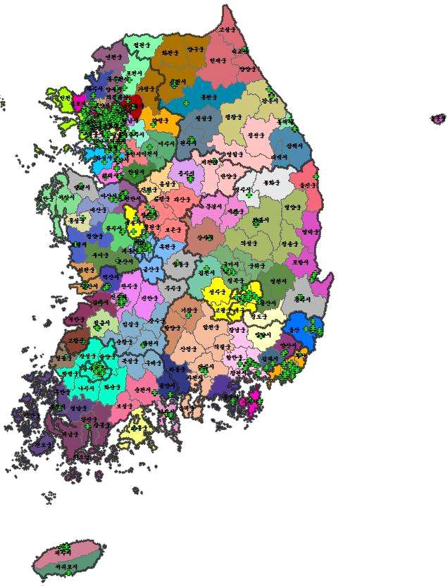 분만실 진료권 최소배경인구수 7,300명, 최소자체충족률 >0%, 기준거리 60분