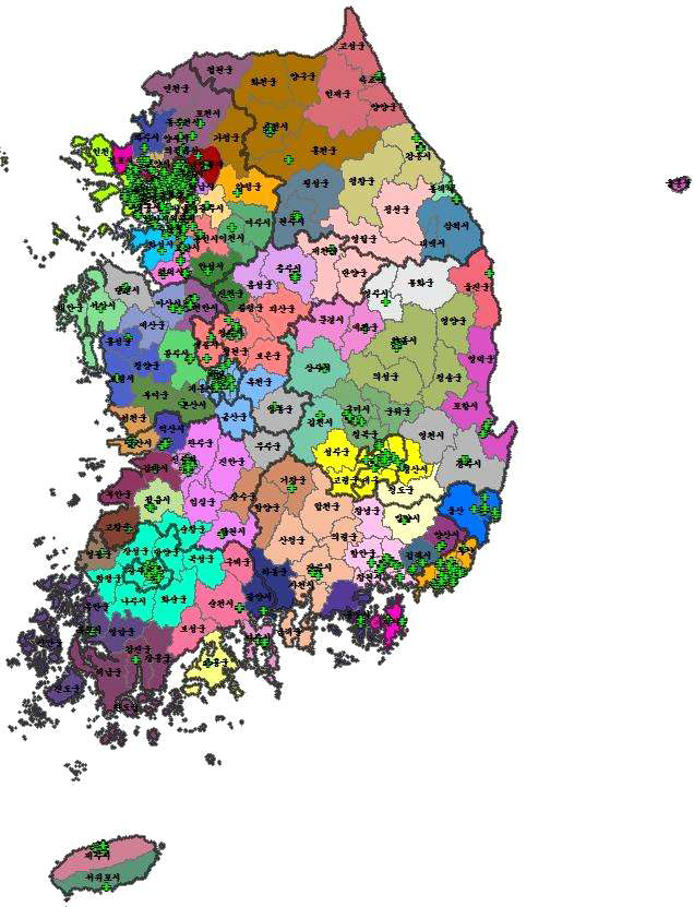 분만실 진료권 최소배경인구수 7,300명, 최소자체충족률 30%, 기준거리 60분