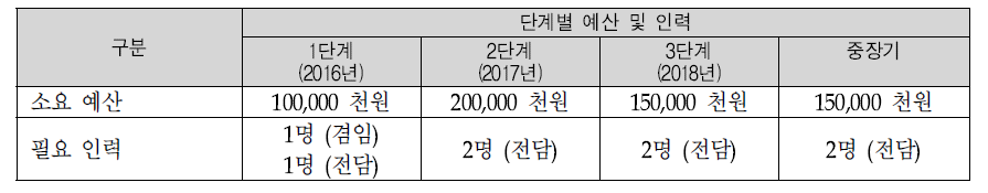 단계별 예산 및 인력계획