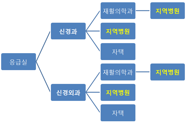 권역병원과 지역병원의 연계 시범사업 환자 이동 경로