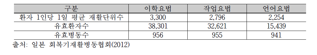 회복기 재활병동의 재활치료 실시 현황