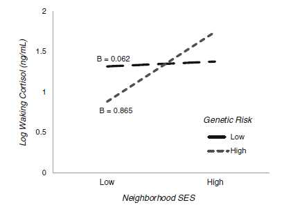 Neighborhood socioeconomic effects on waking cortisol by genetic risk