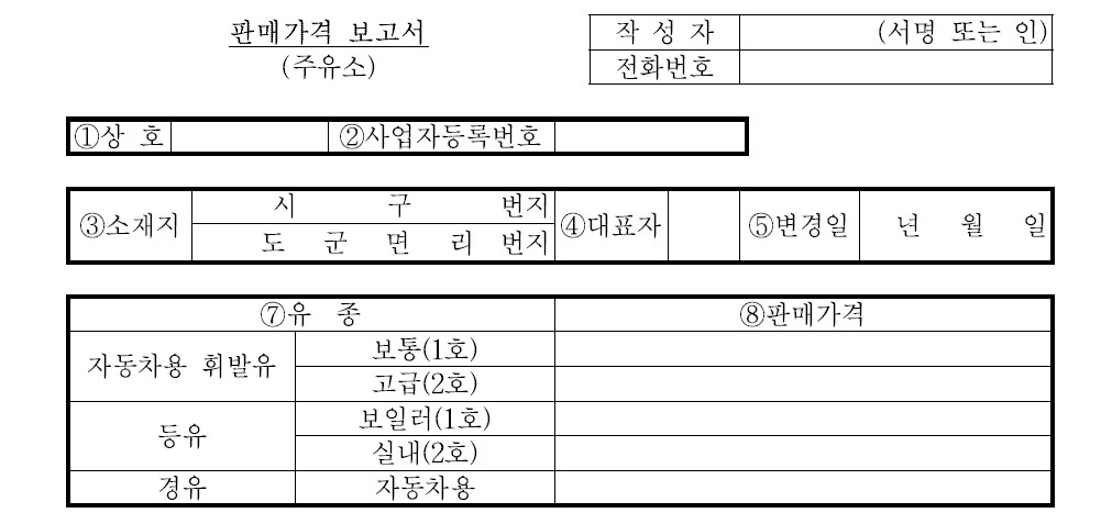 판매가격 보고서(주유소)