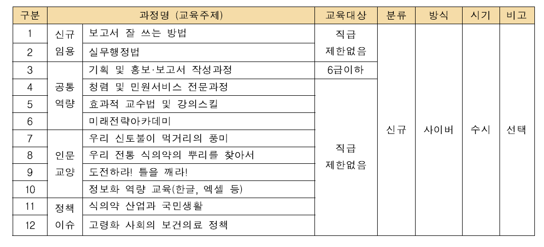 사이버 역량교육 과정(예시)