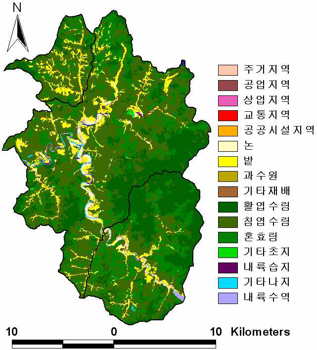 골지천 유역 토지이용도