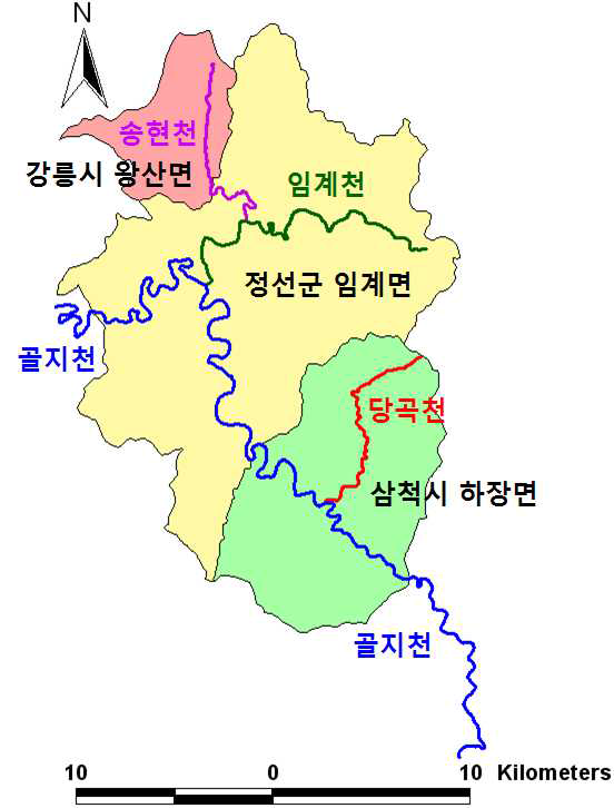 골지천 유역 하천도