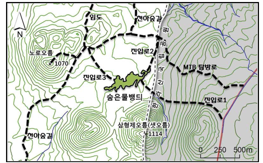 숨은물뱅듸 습지보호지역 진입로