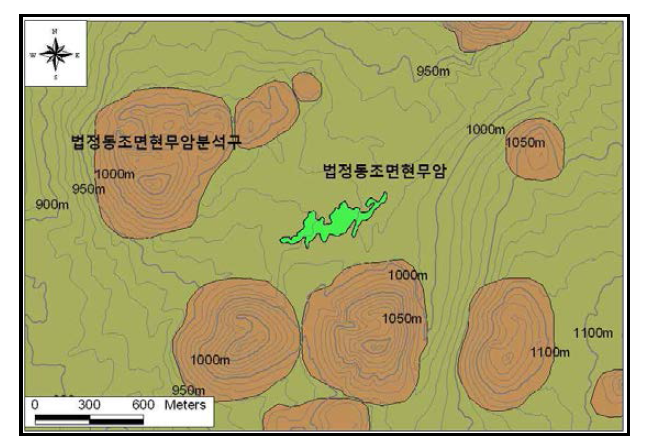 숨은물뱅듸 습지보호지역 일대의 지질