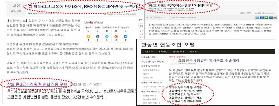 조공법인 위법행위 및 경영투명성 부족 관련 언론보도 사례