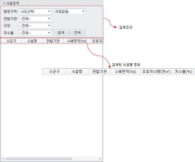 시설 검색 화면