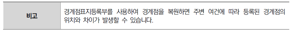 경계복원점의 위치 차이 발생 가능성 고지