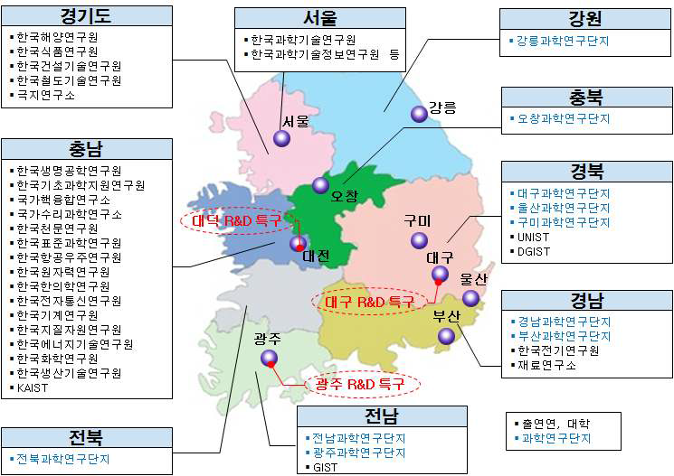 연구개발특구 및 과학연구단지 현황