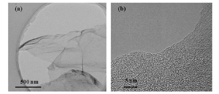 제조된 그래핀의 TEM 이미지.