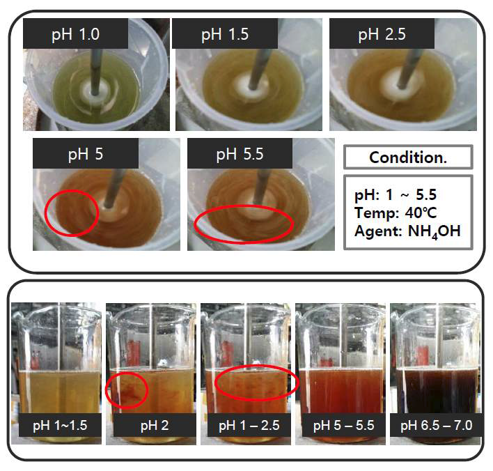 pH에 따른 침전현상