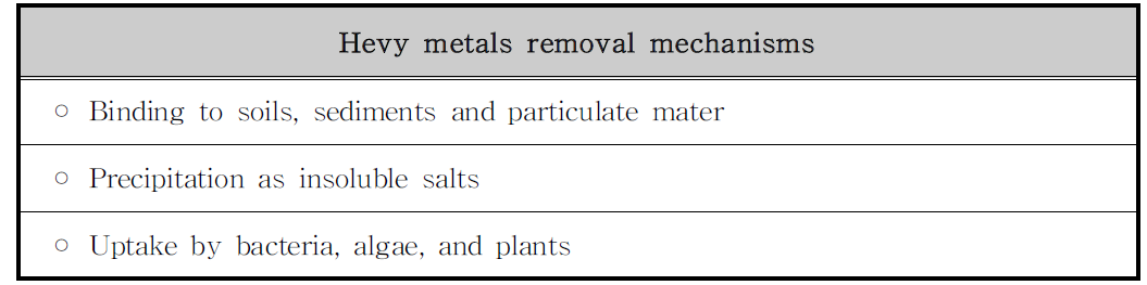 습지에서의 중금속 제거 기작