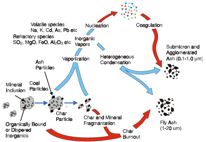 Mechanisms of formation of ash particles